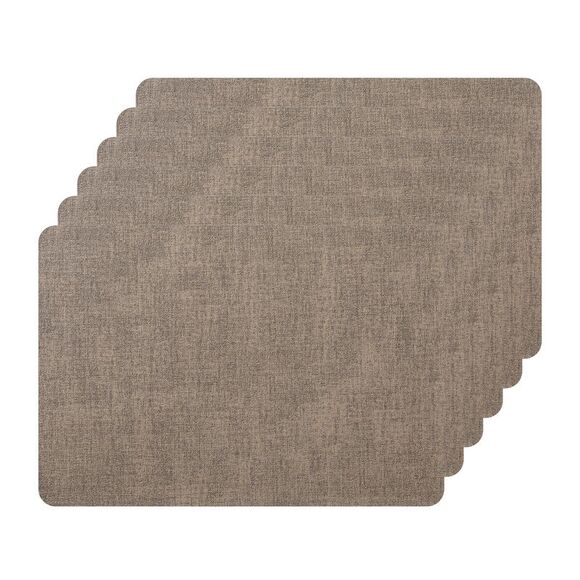 6 Set Heat Resistant Waterproof Dining PU Place Mats 17x12 inch Khaki - Picture 1 of 6